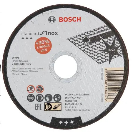 Disco de Corte Standard para Inox 2608603169 Bosch - 115x1 - 1230140079