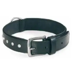 Coleira em Couro com Brilhantes Preta para Cão Valpec - 50cmx20mm - 1040080282