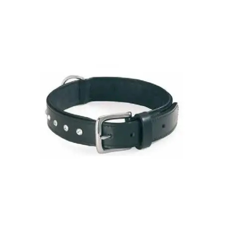 Coleira em Couro com Brilhantes Preta para Cão Valpec - 50cmx20mm - 1040080282