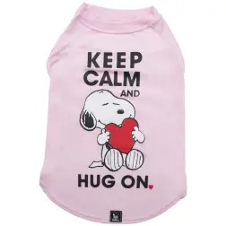 T-shirt Keep Calm Rosa Snoopy - XS - Pescoço: 30cm/ Peito: 36cm/ Dorso: 26cm - 1040240228