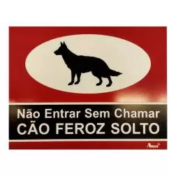 Placa Sinalizadora 13x10cm em PVC "Cão à Solta" Valpec - 1630070009