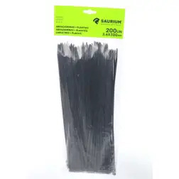 Abraçadeira Preta Plástica 3.6x300mm 200un  Saurium SAURIUM - 1210210136