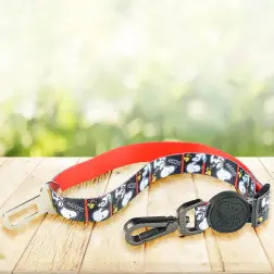 Trela de Engate para Cinto de Segurança Preto/Frames Snoopy - S - 45-72cm / 1,5cm - 1040220928