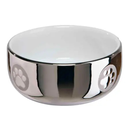 Gamela Em Ceramica P/ Gatos 0,3 Lt/ø11 Cm prata/bran Trixie - 1040090540