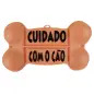 Placa Cuidado C/ O Cao plastico Forma De Osso EX