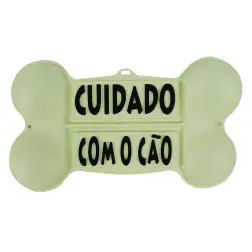 Placa Cuidado C/ O Cao plastico Forma De Osso EX #1 - 1630070118