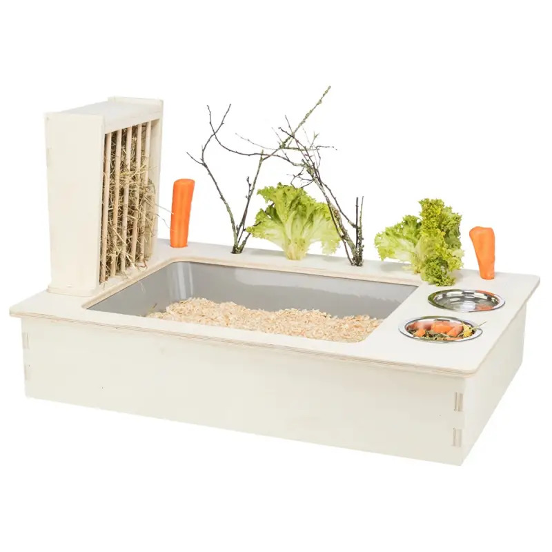 Alimentador Em Madeira C/ Gamelas/porta Feno 70x41x47 Trixie
