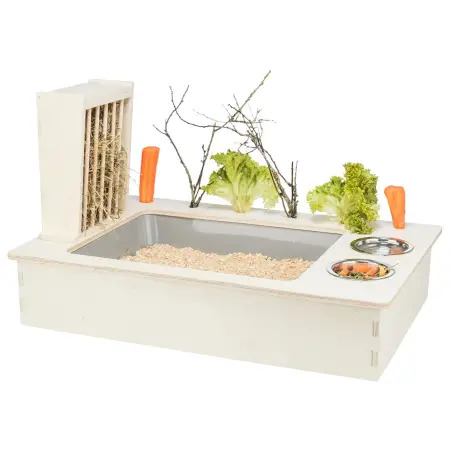 Alimentador Em Madeira C/ Gamelas/porta Feno 70x41x47 Trixie - 1040090537