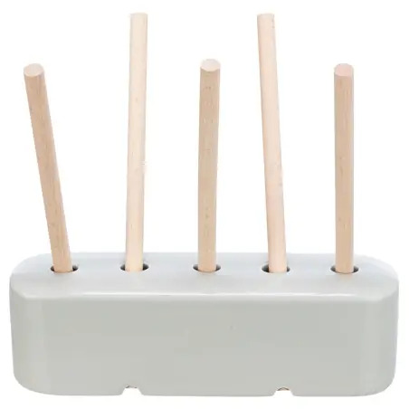 Porta Alimentos Em Ceramica/madeira 26x23x17 Cm cinz Trixie - 1040090755