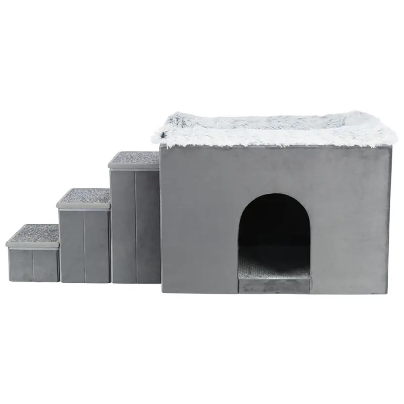 Gruta "harvey" C/ Escadas 119x47x50 Cm cinza/branco- Trixie Gruta "harvey" C/ Escadas 119x47x50 Cm cinza/branco- Trixie