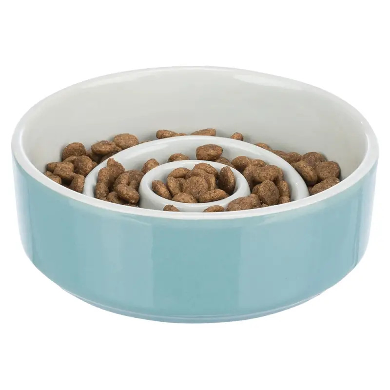 Gamela "slow Feeding" Ceramica 0,45lt/ø14cm cinza/az Trixie