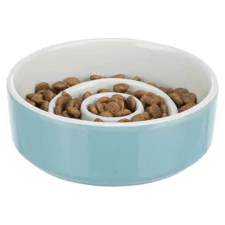 Gamela "slow Feeding" Ceramica 0,45lt/ø14cm cinza/az Trixie - 1040090580