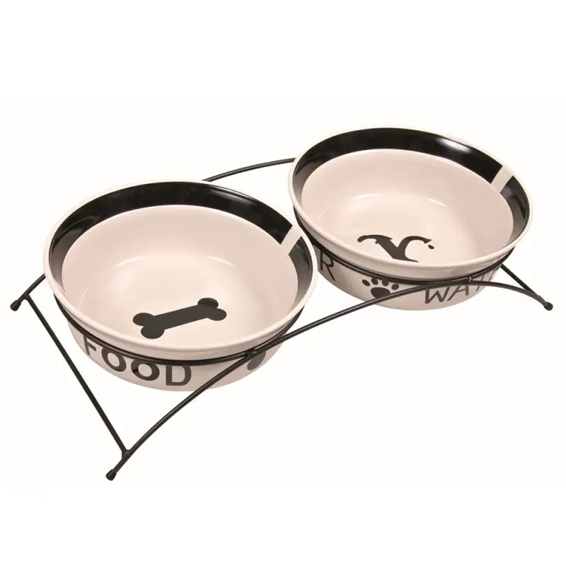 Suporte Em Metal C/ 2 Gamelas Em Ceramica 2,6 Lt Trixie