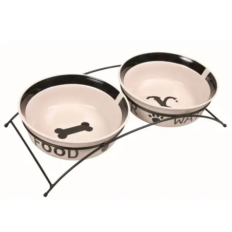 Suporte Em Metal C/ 2 Gamelas Em Ceramica 2,6 Lt Trixie - 1040090706