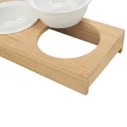 Gamela Dupla Em Ceramica Com Suporte Bambu 2x0,25lt/ø1 Trixie #1 - 1040090289
