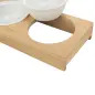 Gamela Dupla Em Ceramica Com Suporte Bambu 2x0,25lt/ø1 Trixie