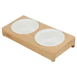 Gamela Dupla Em Ceramica Com Suporte Bambu 2x0,25lt/ø1 Trixie #2 - 1040090289