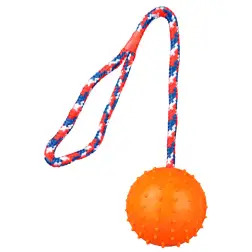 Bola Em Borracha C/ Corda Multicolorida - 7 Cm Trixie - 1040061189