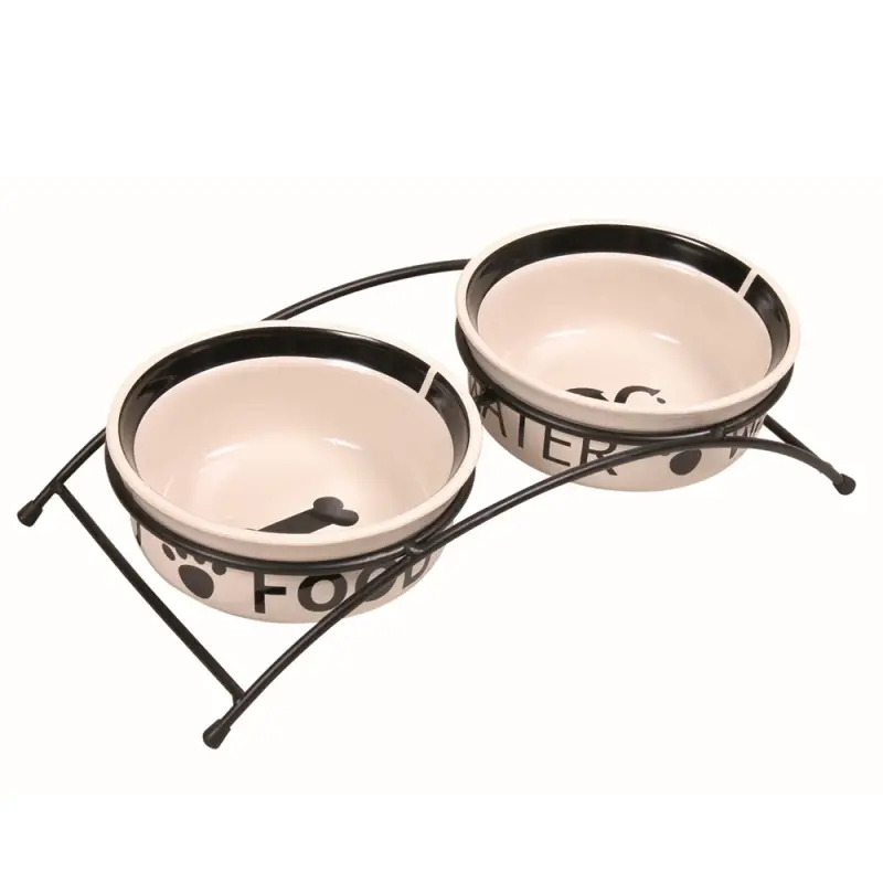 Suporte Em Metal C/ 2 Gamelas Em Ceramica 0,6 Lt Trixie