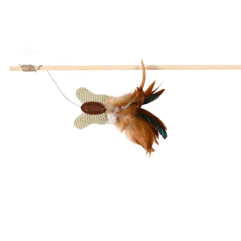 Bastao C/ Borboleta E Penas P/ Gato - 45 Cm Trixie