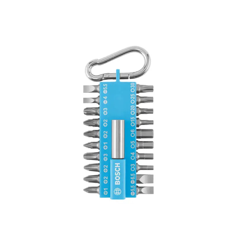 Conjunto de pontas de aparafusar com mosquetão azul claro, 21 peças 2607002822 Bosch