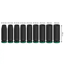 PRO Chave Impact 1/2" Longo 9-PC Set - 1220680583
