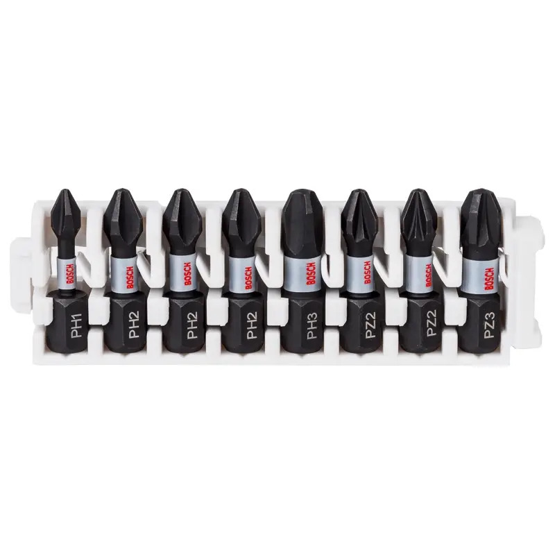 PRO Impact Mixed Packs, PH1 PH2x2 PH3 PZ1 PZ2x2 PZ3, 25 mm, 8 unid. 2608522323 Bosch PRO Impact Mixed Packs, PH1 PH2x2 PH3 PZ1 PZ2x2 PZ3, 25 mm, 8 unid. 2608522323 Bosch