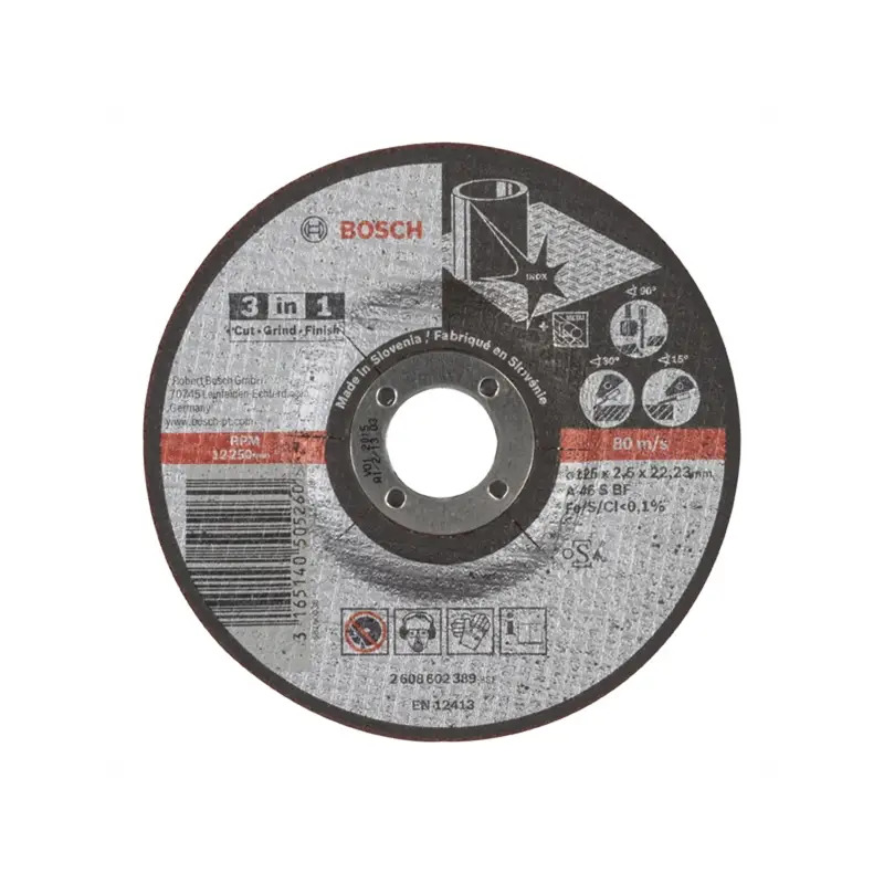 3-in-1 Disc PRO Stainless Steel and Metal, 125 x 2,5 x 22,23 mm 2608602389 Bosch 3-in-1 Disc PRO Stainless Steel and Metal, 125 x 2,5 x 22,23 mm 2608602389 Bosch