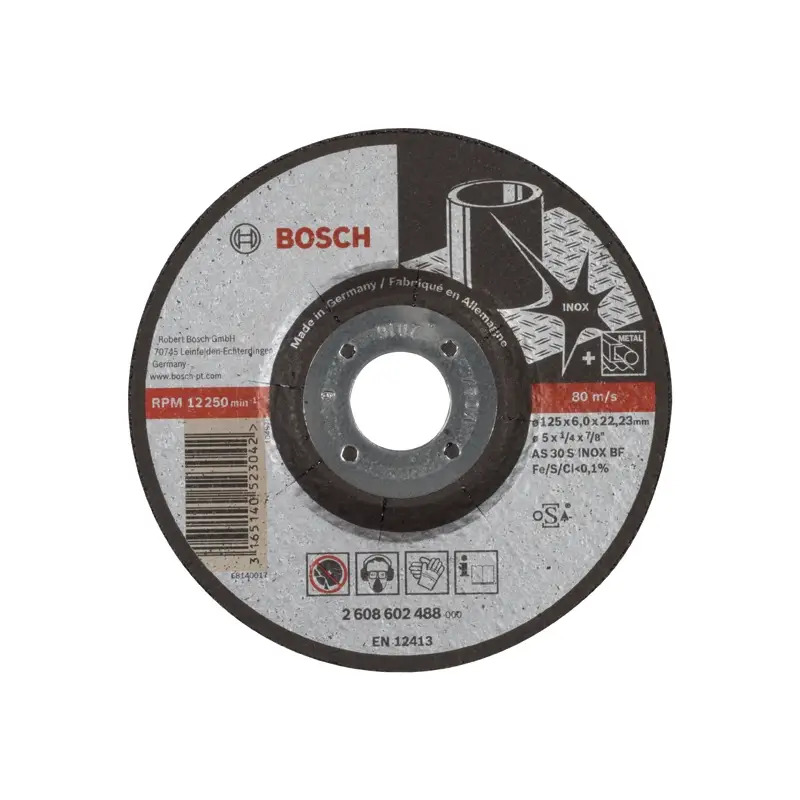Disco de rebarbar PRO Stainless Steel, 125 x 6 x 22,23 mm 2608602488 Bosch Disco de rebarbar PRO Stainless Steel, 125 x 6 x 22,23 mm 2608602488 Bosch