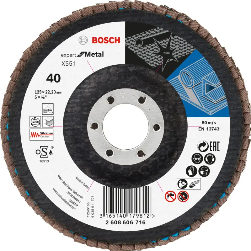 Disco de lixa em lamelas X551, Expert for Metal 2608606716 Bosch Disco de lixa em lamelas X551, Expert for Metal 2608606716 Bosch