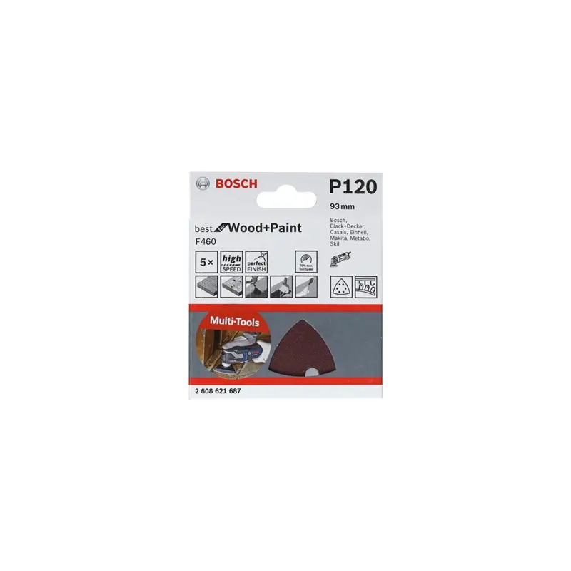Folha de lixa PRO F460, 93 x 93 mm, G180 2608621688 Bosch