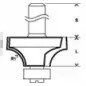 Fresa para arredondamento, 8 mm, R1 15 mm, L 22 mm, G 66 mm 2608628345 Bosch