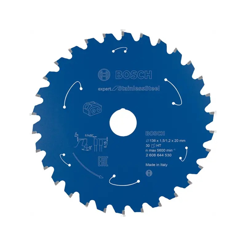 Disco de serra circular para serra sem fios Expert for Stainless Steel 136x1,5/1,2x20 T30 2608644530 Bosch Disco de serra circular para serra sem fios Expert for Stainless Steel 136x1,5/1,2x20 T30 2608644530 Bosch