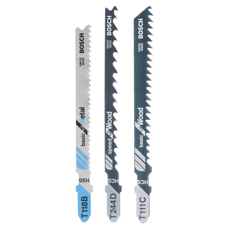 Conjunto de 3 lâminas de serra vertical com encabadouro em TT 111 C T 244 D T 118 B 2609256741 Bosch Conjunto de 3 lâminas de serra vertical com encabadouro em TT 111 C T 244 D T 118 B 2609256741 Bosch