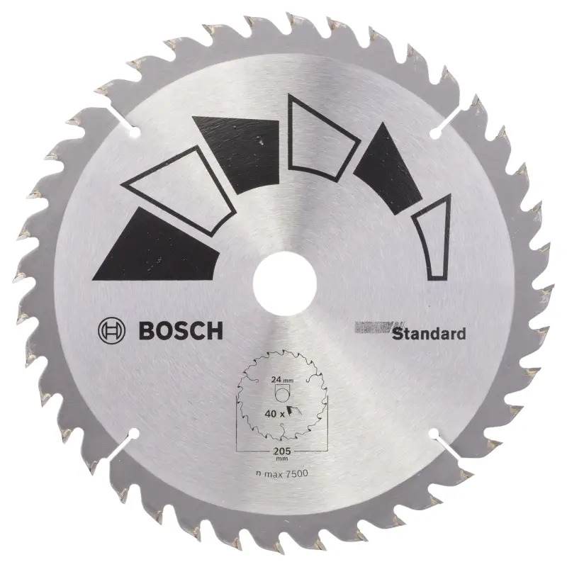 Disco de serra circular STANDARDD 205 mm orifício 24/20 mm de 40 2609256822 Bosch