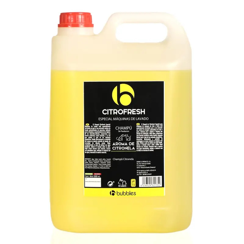 Shampoo Citrofresh esp. Maquinas Lavar Pets 5 Lt Bubbles