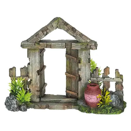 Decoraçao Aquario - Portada De Madeira 21x7,5x16 Cm Vadigran - 1040350327