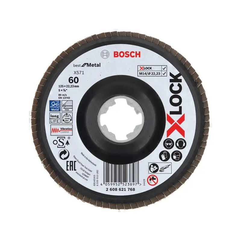 Disco de lamelas PRO X571 X-Lock, 125 mm, G60 2608621768 Bosch Disco de lamelas PRO X571 X-Lock, 125 mm, G60 2608621768 Bosch