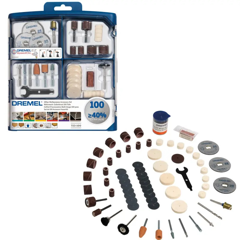 Conjunto de acessórios multifunções DREMEL® com 100 peças 2615S723JA Dremel Conjunto de acessórios multifunções DREMEL® com 100 peças 2615S723JA Dremel