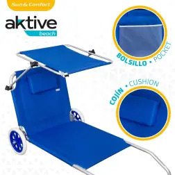 Cadeira de Praia Azul com Rodas e Pála 62610 Aktive #2 - 1180040062