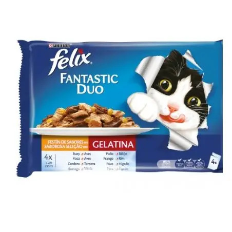 Ração Húmida para Gato Felix Agail Duo Carnes 4x100gr Purina - 1540260157