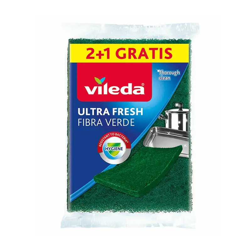 Esfregão Fibra Verde Ultra Fresh 2un+1un Vileda Esfregão Fibra Verde Ultra Fresh 2un+1un Vileda