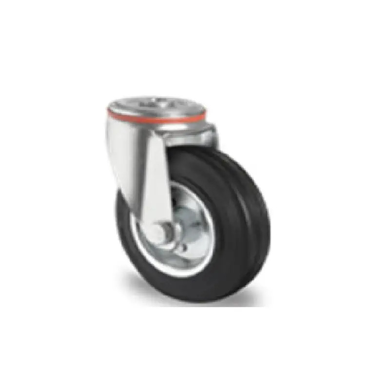 Roda em Borracha/Metal com Suporte Giratório Redondo Torneling