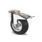 Roda em Borracha/Metal com Suporte Giratório Redondo com Travão Torneling