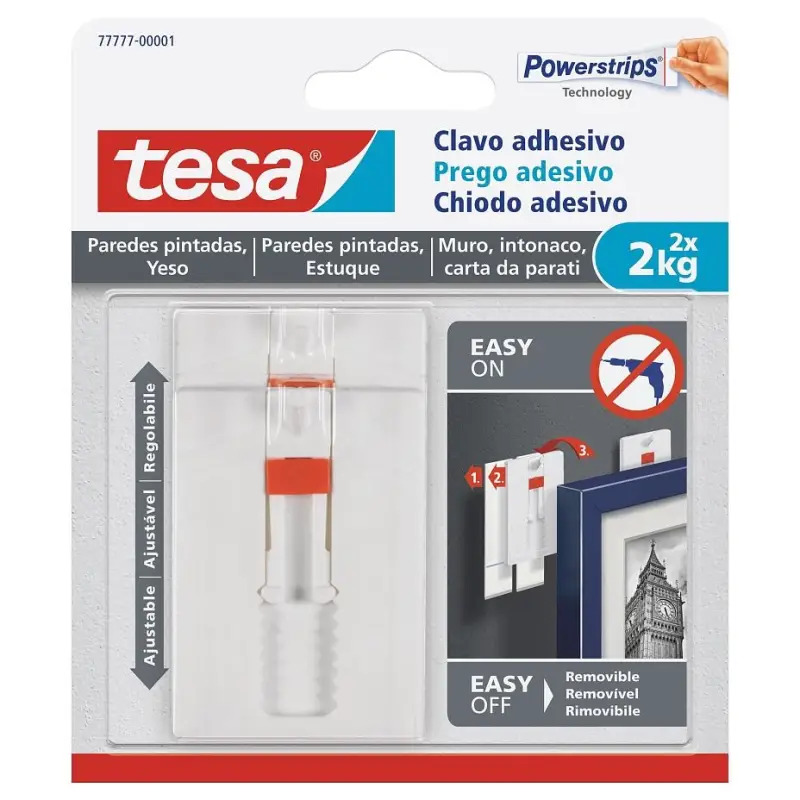 Prego Adesivo Ajustável 2kg Branco Powerstrips 77777 Tesa