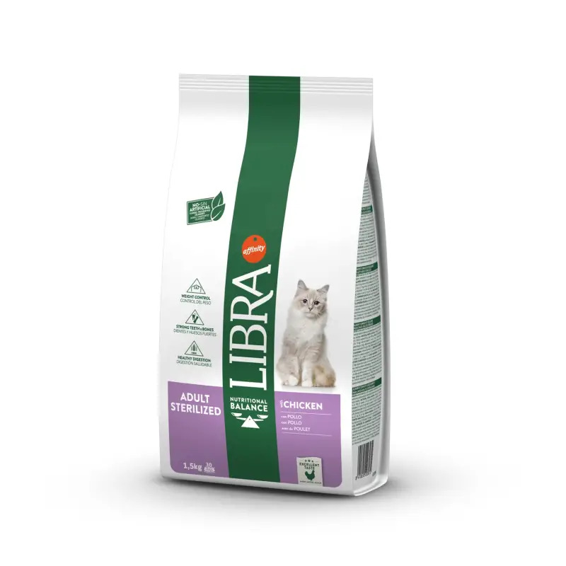 Ração Seca para Gato Adulto Esterilizado com Frango 1,5kg Libra