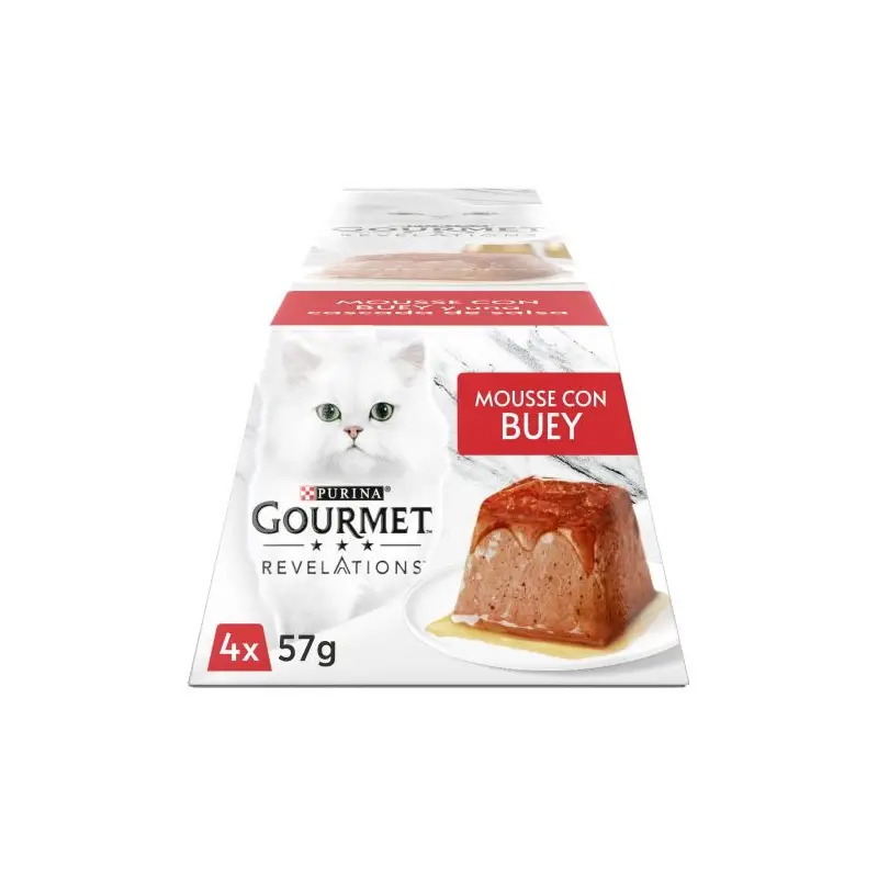 Ração Húmida para Gato Gourmet Revelations Mousse Vaca Pack 4un Purina Ração Húmida para Gato Gourmet Revelations Mousse Vaca Pack 4un Purina