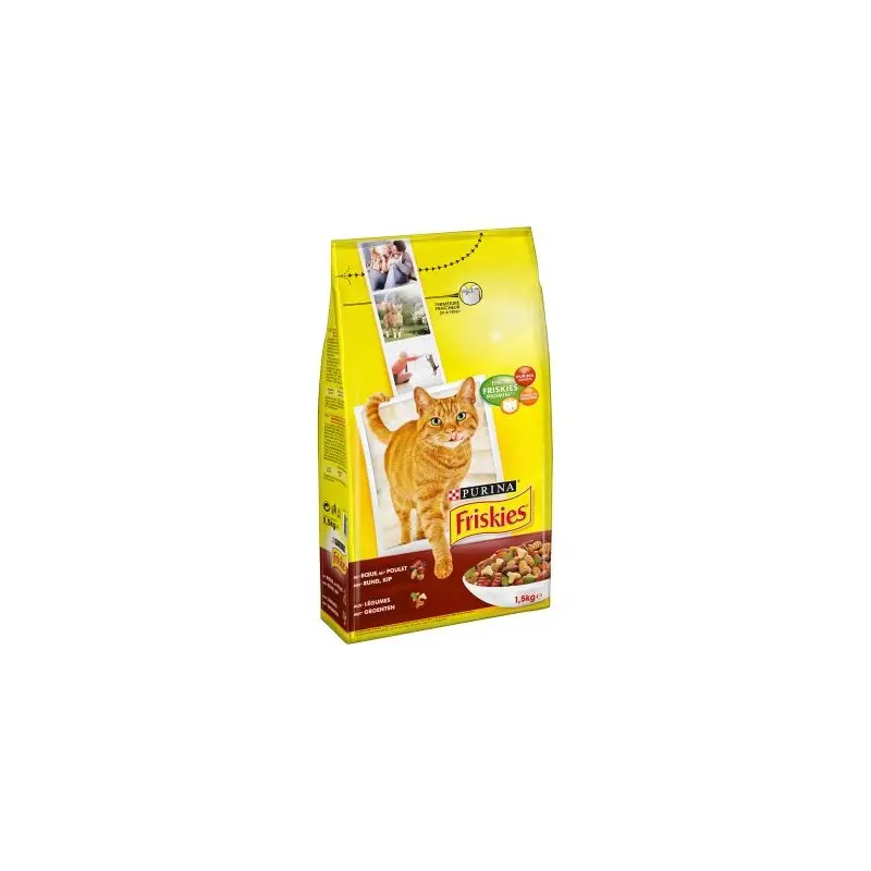 Ração Seca para Gato Adult Gato Carne Vaca, Frango e Legumes 1,5kg Friskies Ração Seca para Gato Adult Gato Carne Vaca, Frango e Legumes 1,5kg Friskies