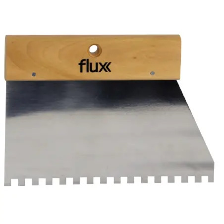 Espátula Dentada Inox Cabo Madeira 6x6 180mm Flux - 1320130045