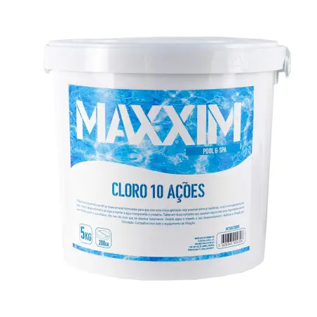 Cloro 10 Ações Tableta 200gr Bicapa 5Kg para Piscinas Maxxim - 1670010020